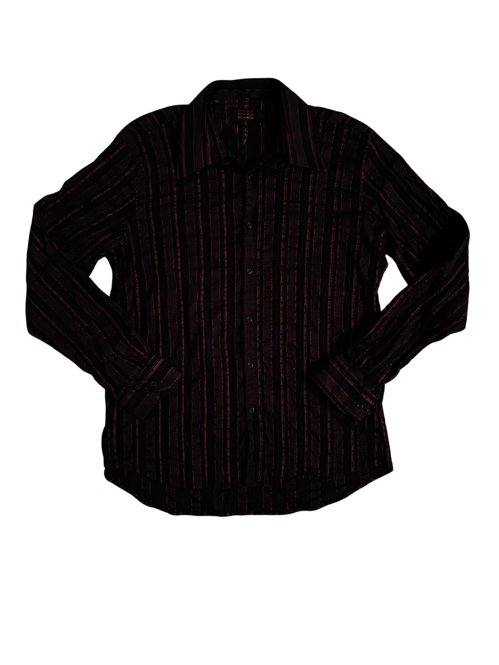 Orvieto Dark Goth Red Striped Long-Sleeve Button-Up Shirt